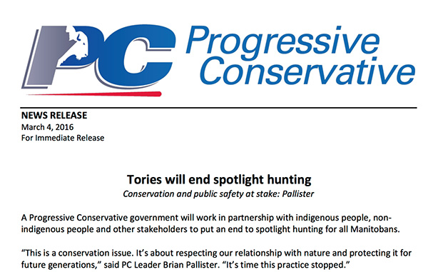 progressive conservative party press release